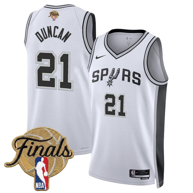 Men's White San Antonio Spurs #21 Tim Duncan 2026 Finals Patch Association Edition Stitched Basketball Jersey